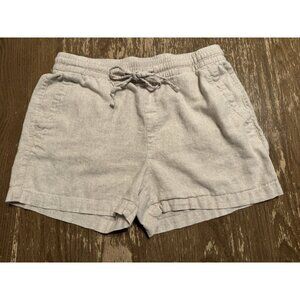 Old Navy Women Flax Linen Blend Shorts Medium Pockets Elastic Waist Drawstring
